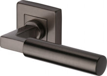 Load image into Gallery viewer, Heritage Brass Door Handle Lever on Rose Bauhaus Sq Design