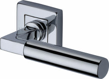 Load image into Gallery viewer, Heritage Brass Door Handle Lever on Rose Bauhaus Sq Design