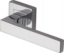 Load image into Gallery viewer, Heritage Brass Door Handle Lever Latch on Square Rose Delta Sq Design
