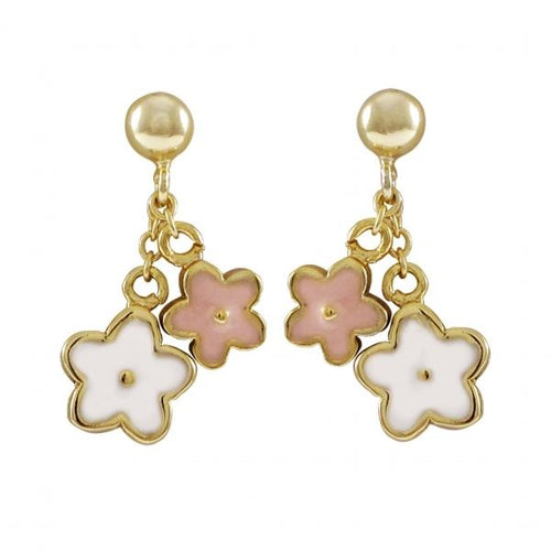 DLF Gold-Pink-White Flower Earrings W17
