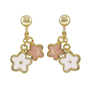 DLF Gold-Pink-White Flower Earrings W17