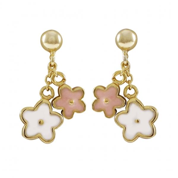 DLF Gold-Pink-White Flower Earrings W17
