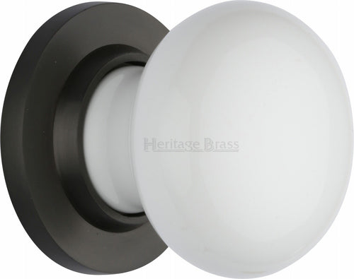 White Knob with Matt Bronze base