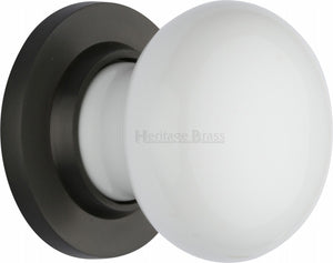 White Knob with Matt Bronze base