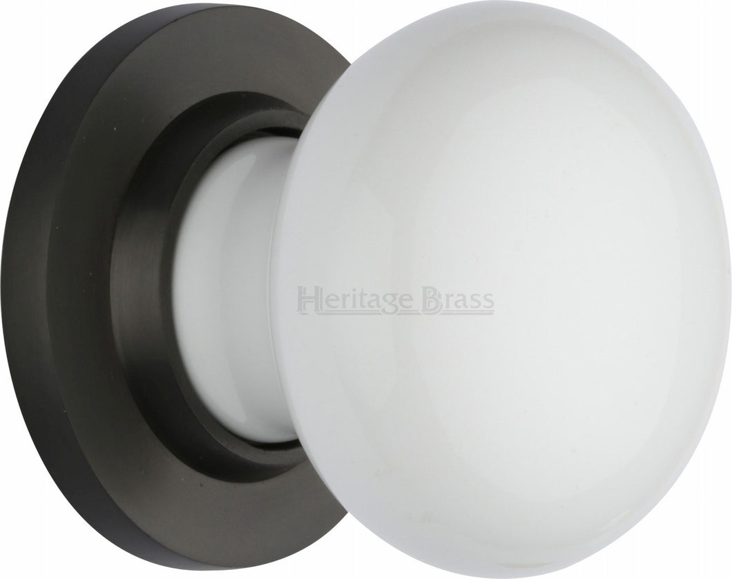 White Knob with Matt Bronze base