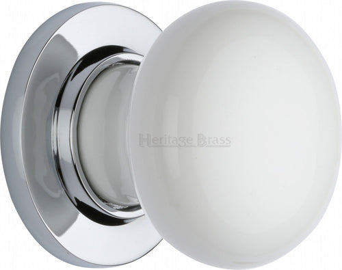 White Knob with Polished Chrome base