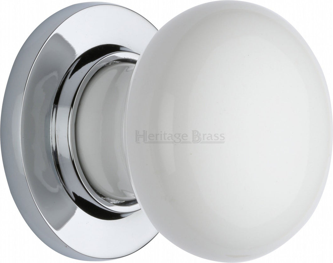 White Knob with Polished Chrome base
