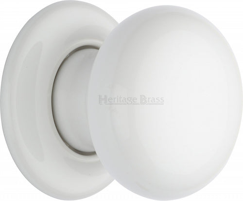 White Knob with Porcelain base