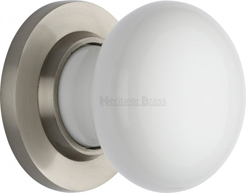 White Knob with Satin Nickel base