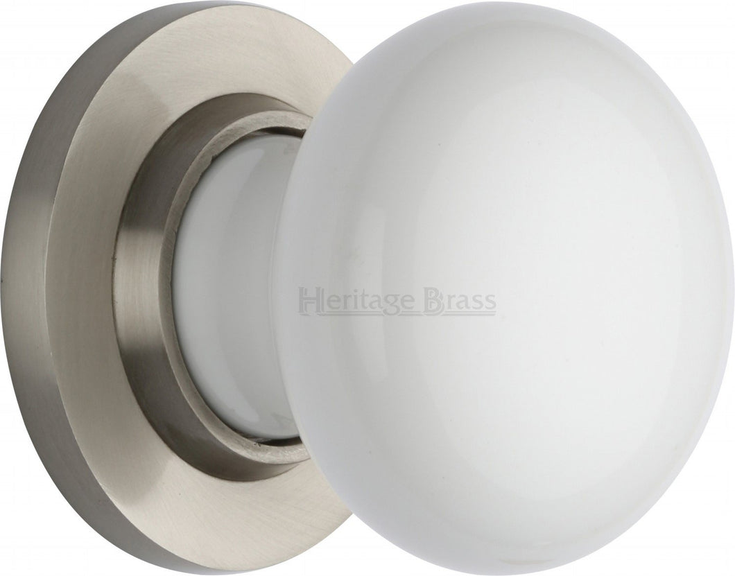 White Knob with Satin Nickel base
