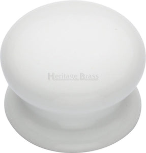 Cabinet Knob Plain White 32mm with Porcelain base