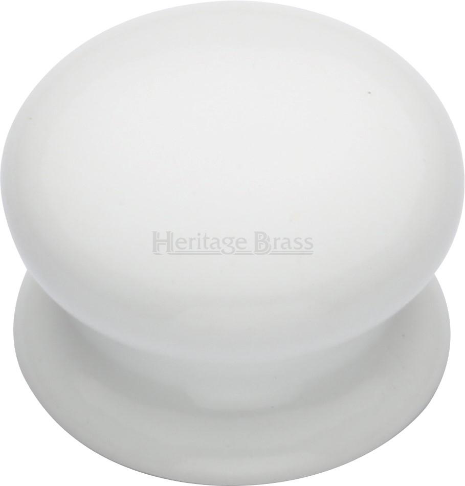 Cabinet Knob Plain White 32mm with Porcelain base
