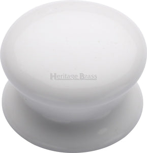 Cabinet Knob Plain White 38mm with Porcelain base