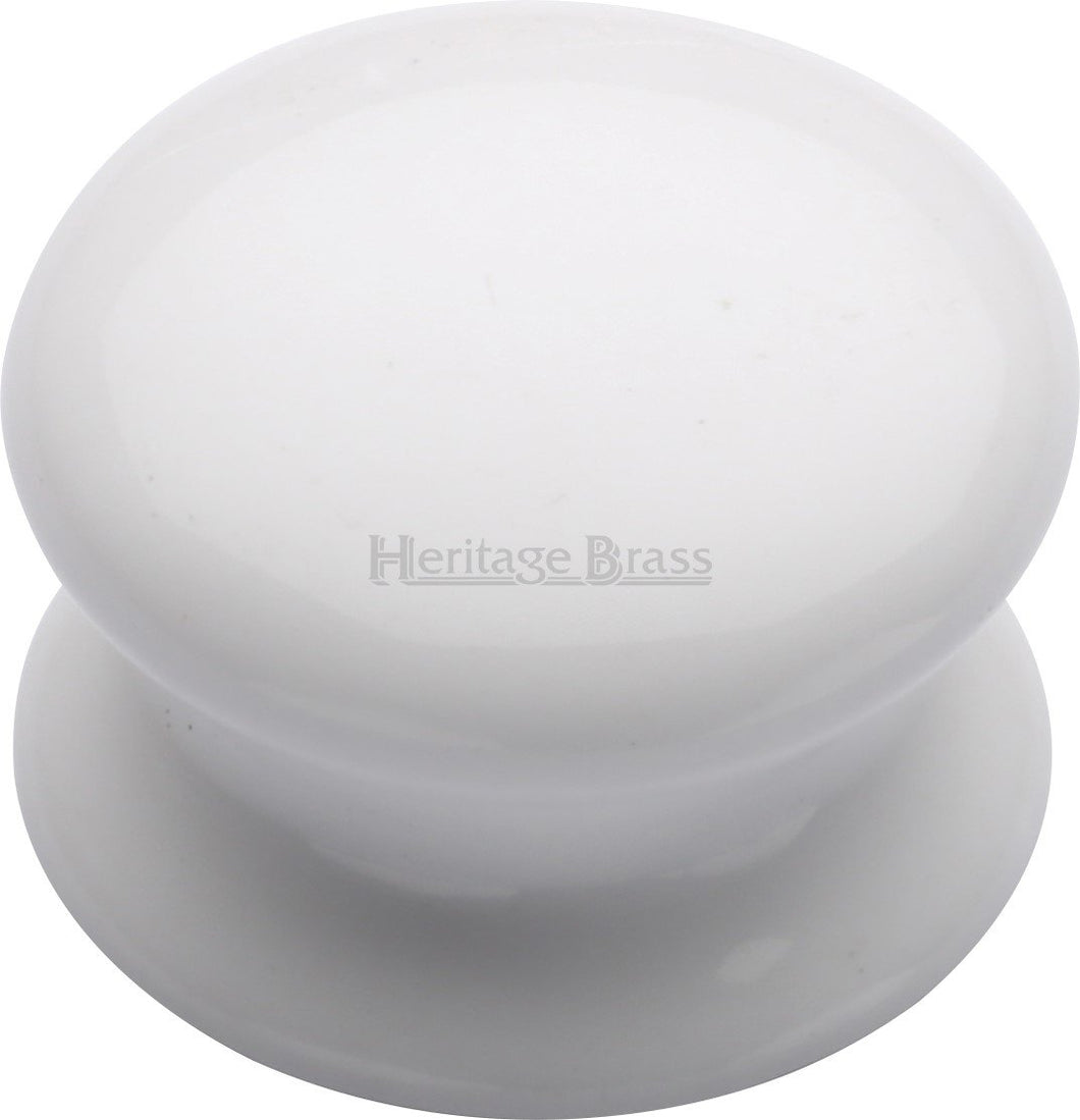 Cabinet Knob Plain White 38mm with Porcelain base