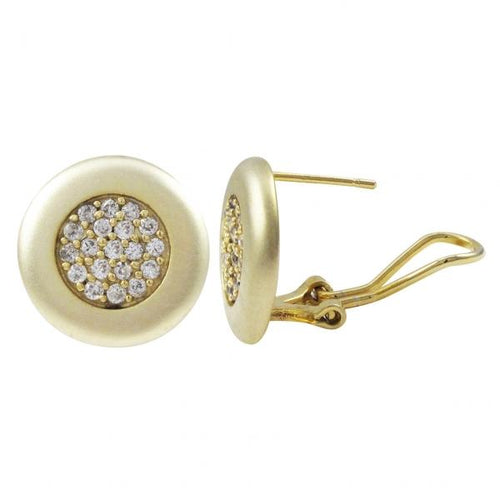 DLF Gold Plated Brass Omega Clip Gold/White Earrings