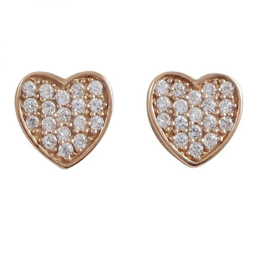 DLF Rose Heart Sterling Silver Rose Gold/White Earrings