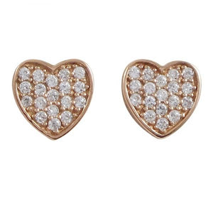 DLF Rose Heart Sterling Silver Rose Gold/White Earrings
