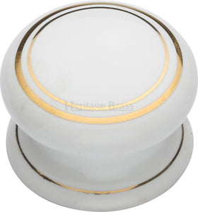 Cabinet Knob Gold line 32mm with Porcelain base