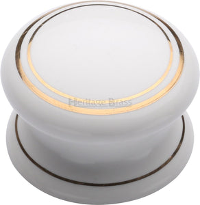 Cabinet Knob Gold line 38mm with Porcelain base