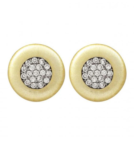 DLF Gold Tone Brass Gold/White Earrings With-Sterling Silver Post