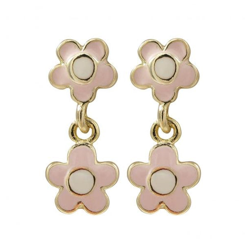 DLF Pink Gold Double Flower Earrings W17