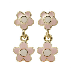 DLF Pink Gold Double Flower Earrings W17