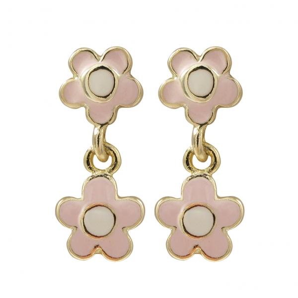 DLF Pink Gold Double Flower Earrings W17