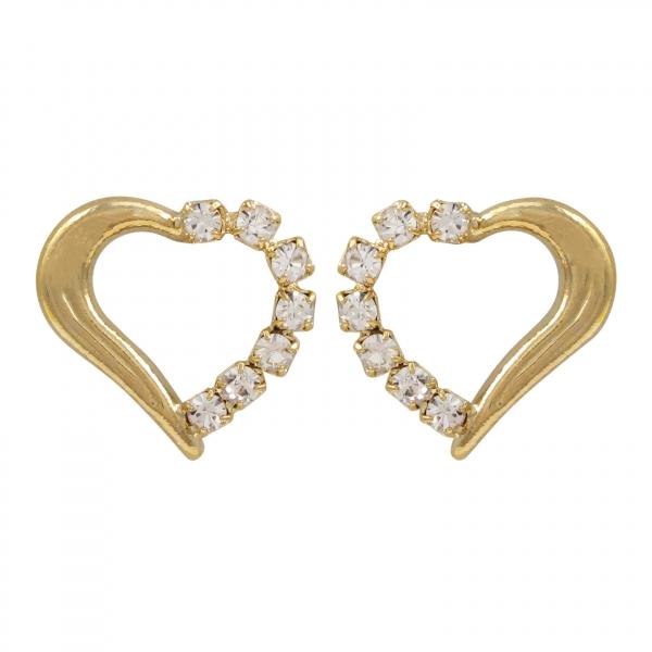 DLF Gold Filled Heart Gold/White Earrings