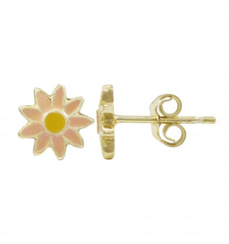 DLF Pink And Yellow Sunflower Stud Post Earrings W17