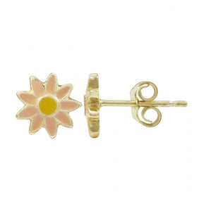 DLF Pink And Yellow Sunflower Stud Post Earrings W17