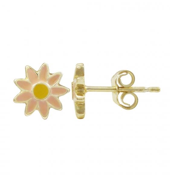 DLF Pink And Yellow Sunflower Stud Post Earrings W17