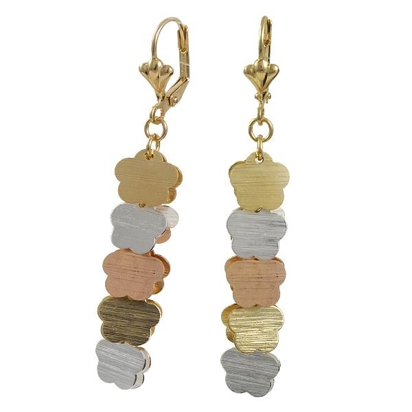 DLF Gold/Silver/Bronze Filled Tri Color Flower Earring W18