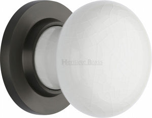 White Crackle Knob with Matt Bronze base