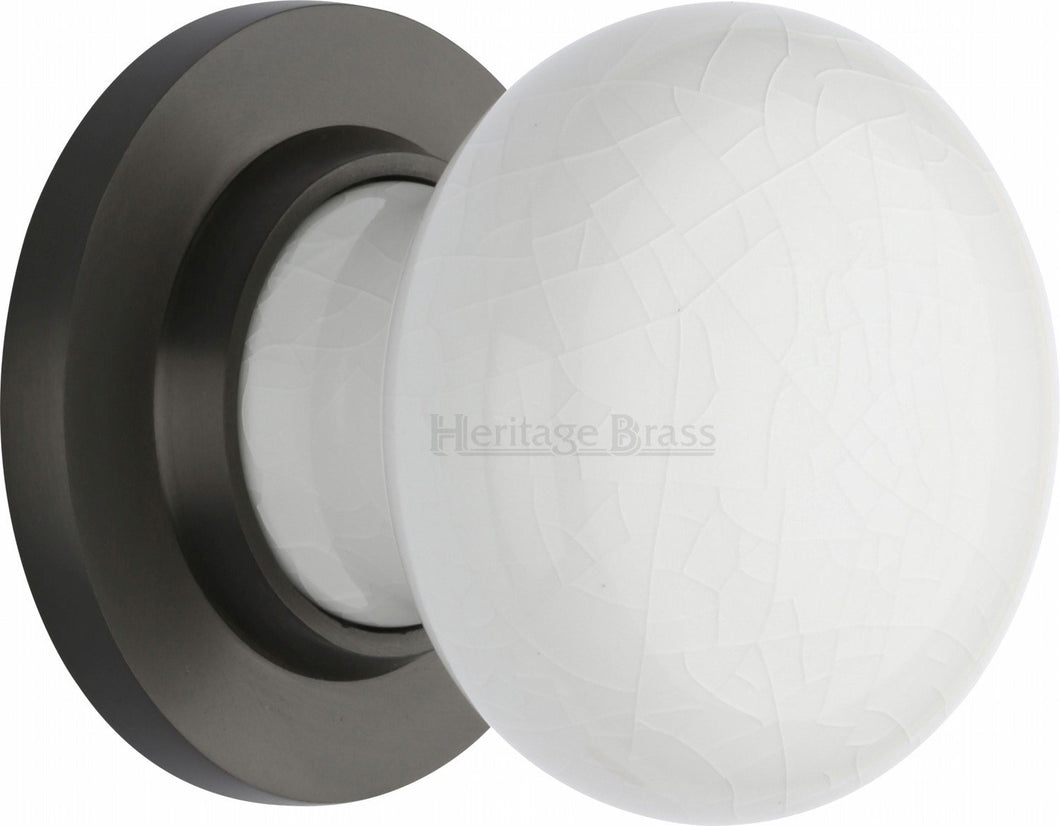 White Crackle Knob with Matt Bronze base