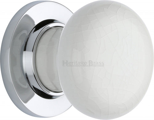 White Crackle Knob with Polished Chrome base