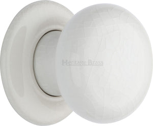 White Crackle Knob with Porcelain base