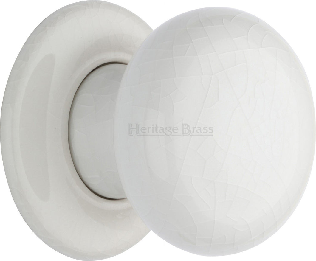 White Crackle Knob with Porcelain base