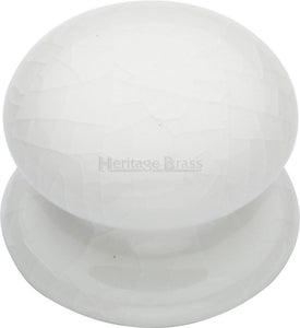 Cabinet Knob White Crackle 32mm with Porcelain base