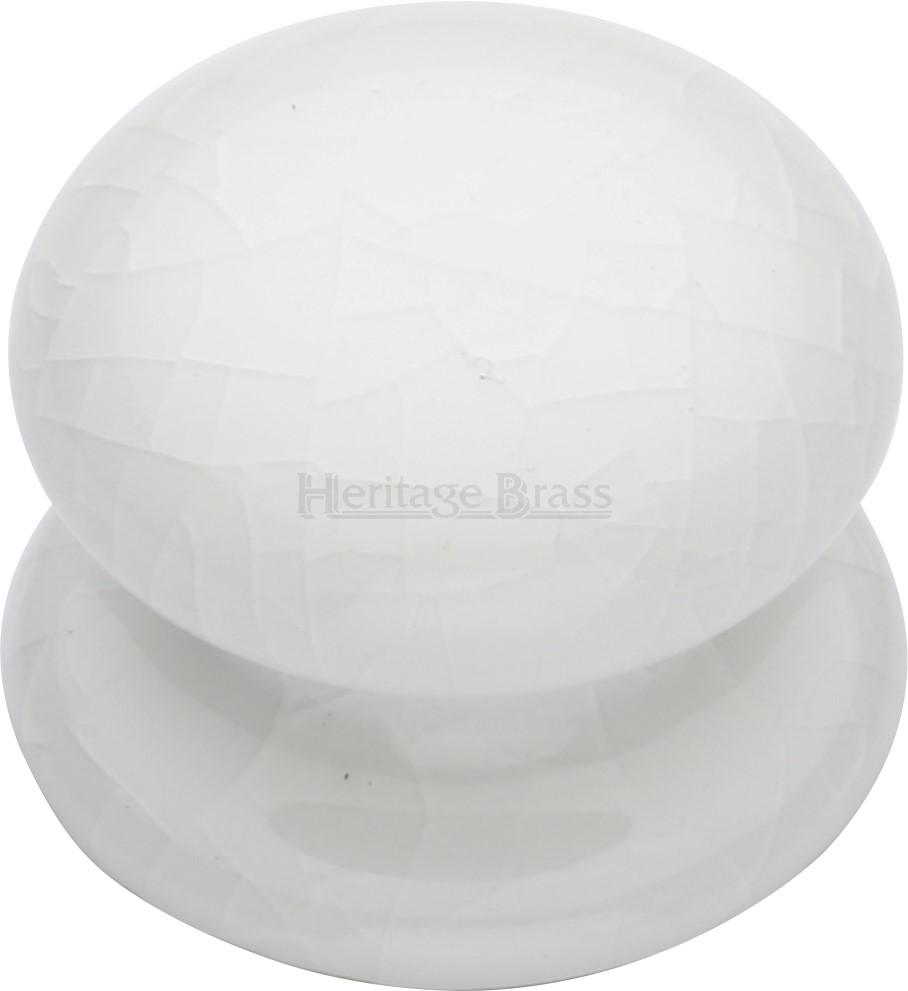 Cabinet Knob White Crackle 32mm with Porcelain base