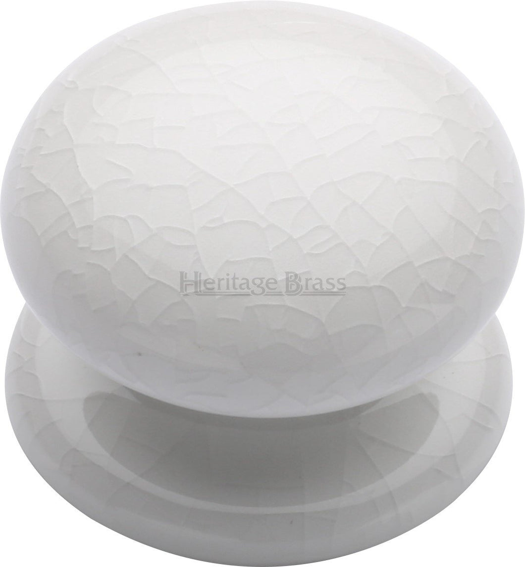 Cabinet Knob White Crackle 38mm with Porcelain base