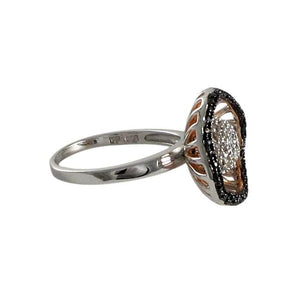 DLF Rose & Black Over Sterling Silver 17mm Round Ring Size 7