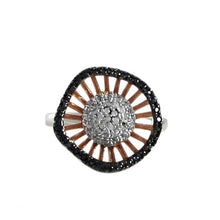 Load image into Gallery viewer, DLF Rose &amp; Black Over Sterling Silver 17mm Round Ring Size 7