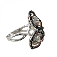 Load image into Gallery viewer, DLF Rose &amp; Black Over Sterling Silver Three Circle Ring Size 7