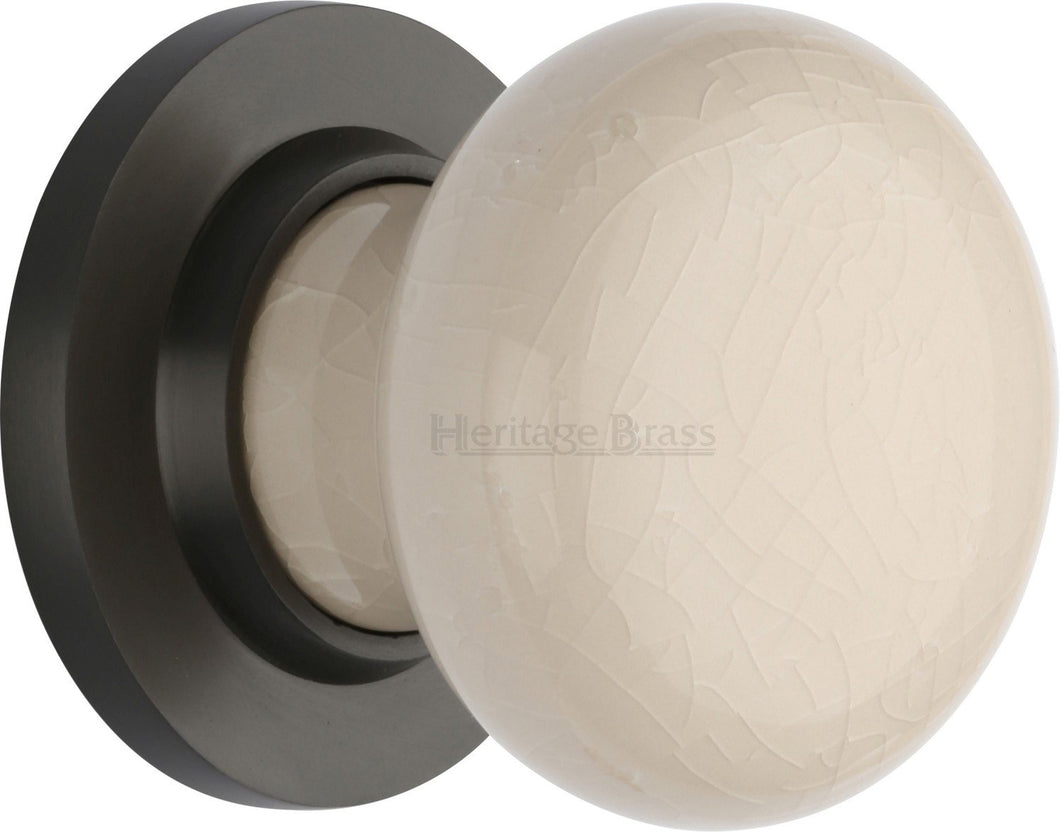 Cream Crackle Knob with Matt Bronze base