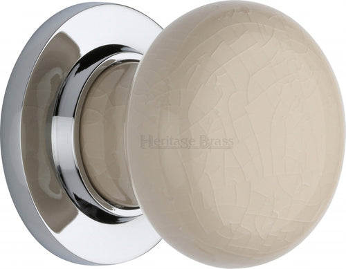 Cream Crackle Knob with Polished Chrome base