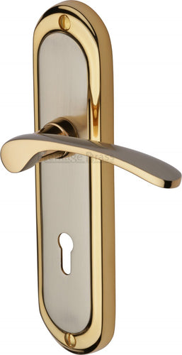 Heritage Brass Door Handle Lever Lock Ambassador Design Jupiter finish