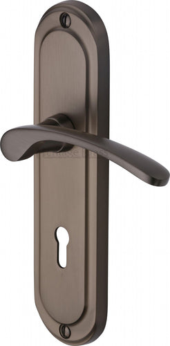 Heritage Brass Door Handle Lever Lock Ambassador Design Matt Bronze