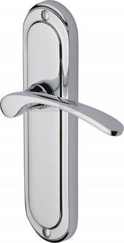 Heritage Brass Door Handle Lever Latch Ambassador Design Polished Chrome finish