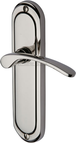 Heritage Brass Door Handle Lever Latch Ambassador Design Polished Nickel finish