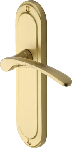 Heritage Brass Door Handle Lever Latch Ambassador Design Satin Brass Finish